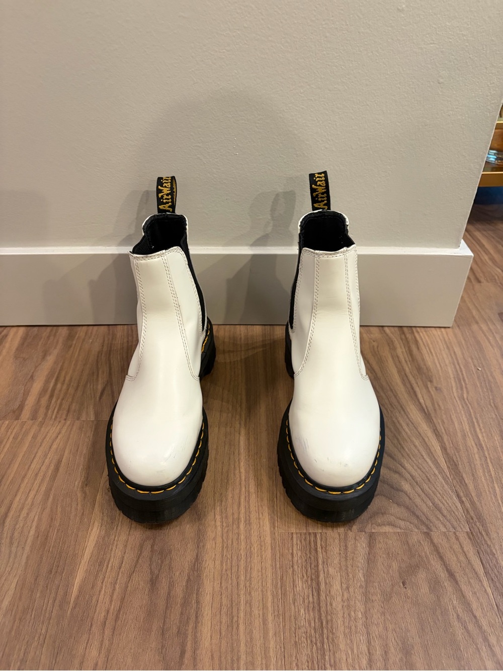 White Chelsea Platform Boots - Dr. Martens
